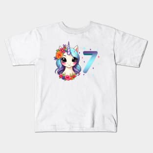 I am 7 with unicorn - girl birthday 7 years old Kids T-Shirt